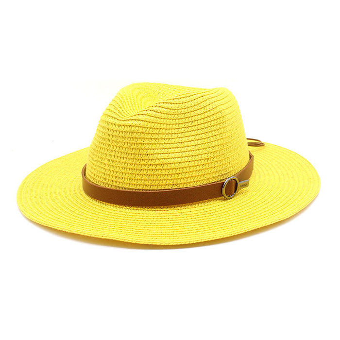 Sombrero de copa de mezclilla tejido para viajes, vacaciones y playa con protección solar