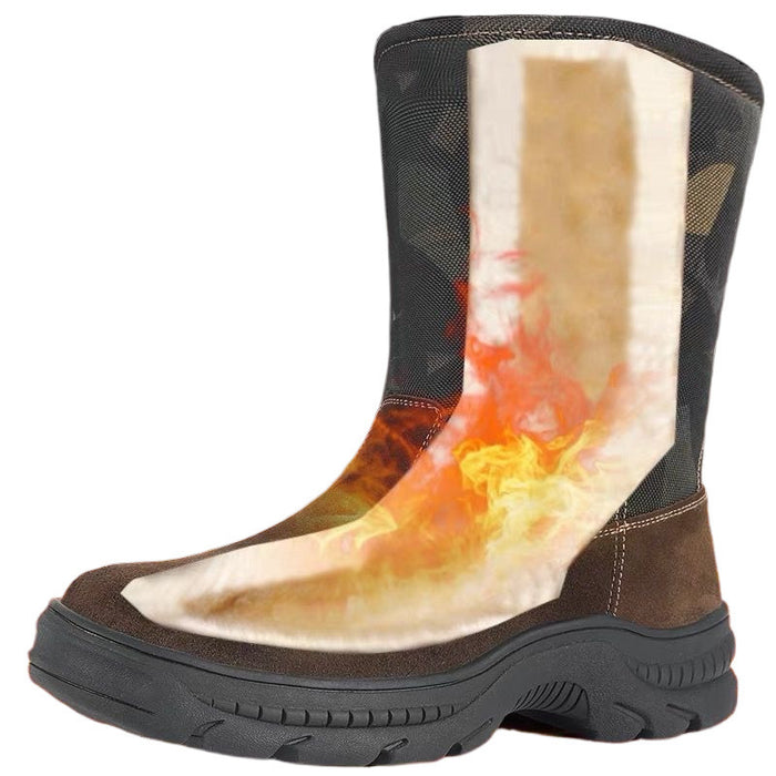 Bottes de neige pour hommes, montantes, doublées de fourrure, en coton épais