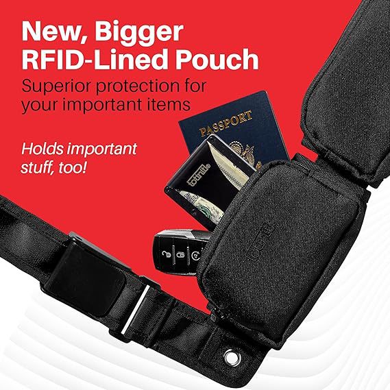 Bolso bandolera táctico con 3 bolsillos para pasaporte, identificación para teléfono móvil