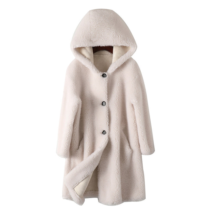 Women's Hooded Lambswool Warm Coat