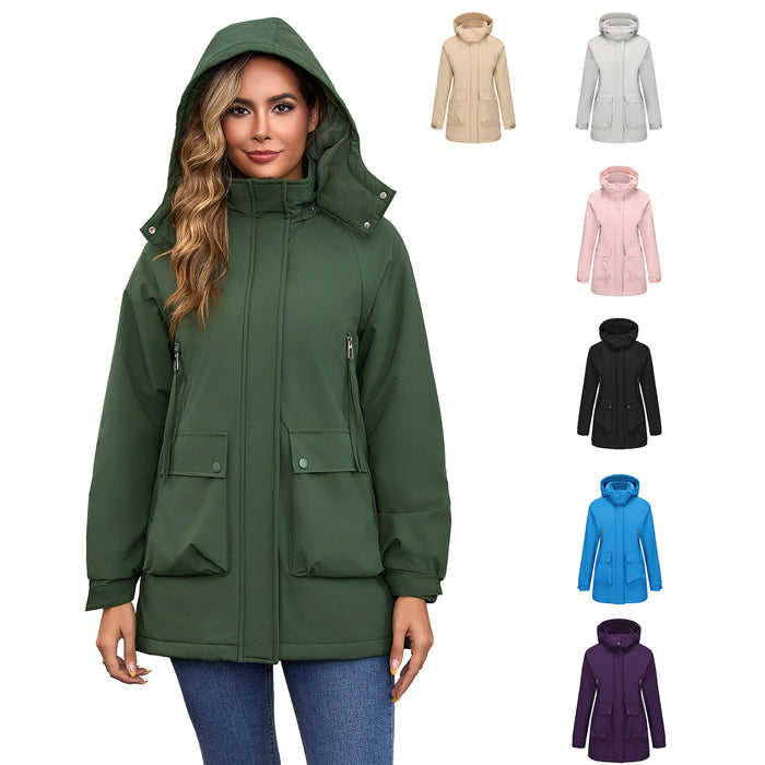 Parka polar acolchada, chaqueta impermeable para mujer, abrigo de otoño e invierno