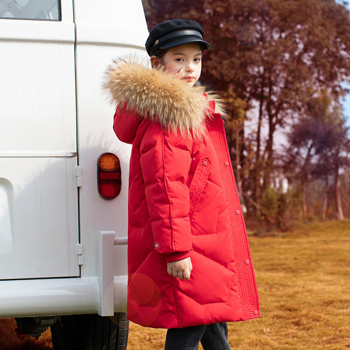 Children's Down Jacket Mid-length Western Style Fashionable Winter Clothes Coat