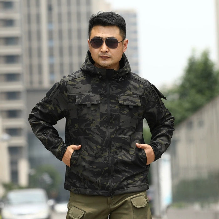 Veste imperméable camouflage pour sports d'hiver et activités de plein air, pull polaire