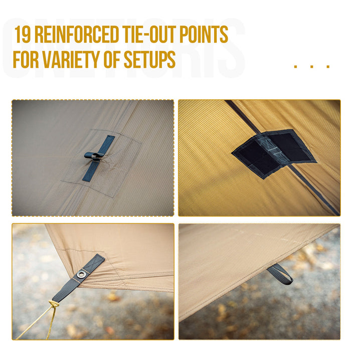 Toldo protector solar impermeable para camping, barbacoa y ocio.