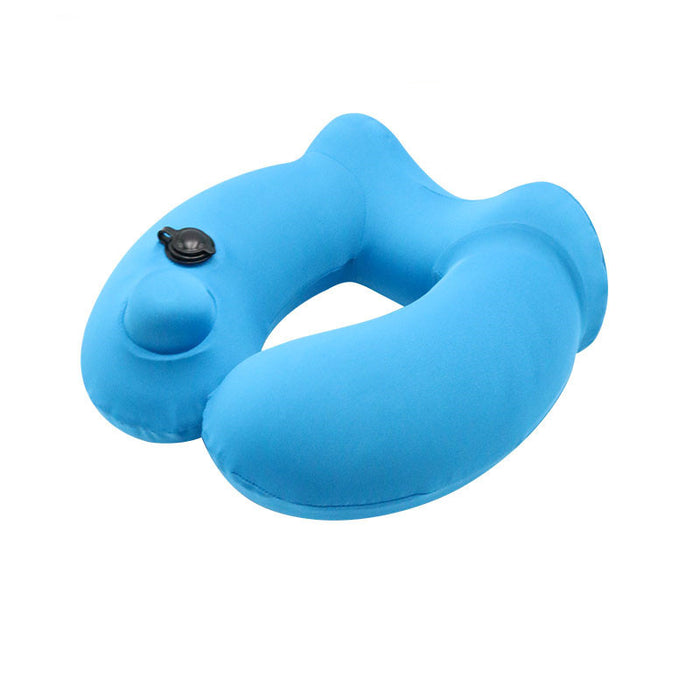 Almohada inflable portátil con capucha en forma de U para viajes para hombres y mujeres