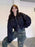 Casual Black Workwear-style Baseball Jacket Short Coat