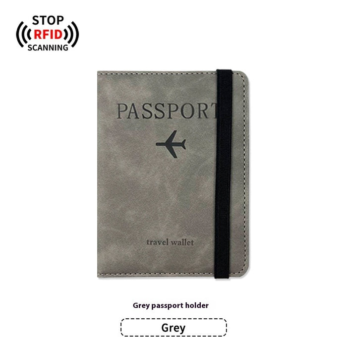 Ensemble porte-passeport en cuir PU anti-magnétique et étiquette à bagages