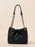 Genuine Leather Pleated ShoulderCrossbody Bag With Chain Strap