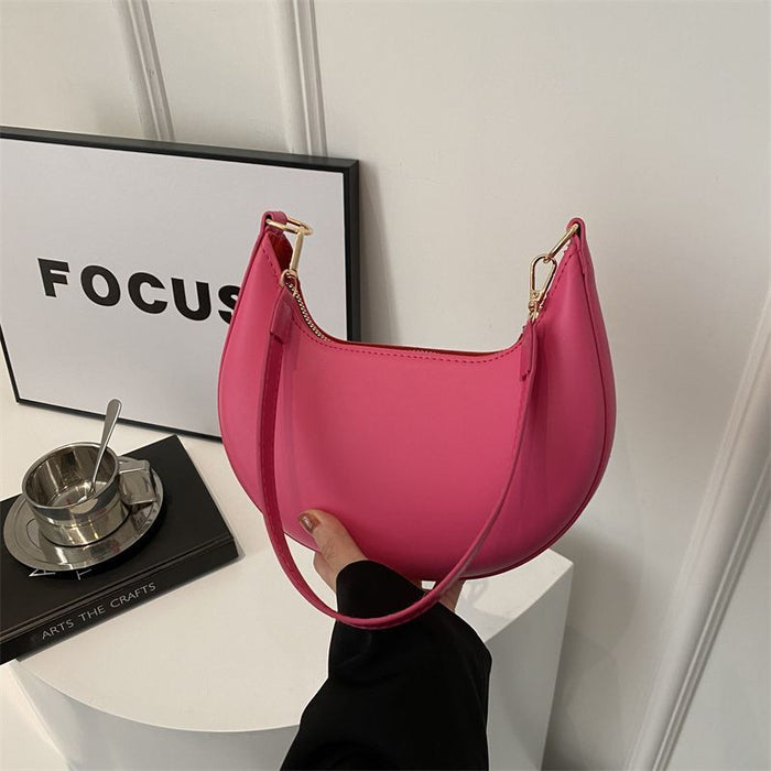 Niche Crescent New Simple All-Match Textured Shoulder Bag For Women