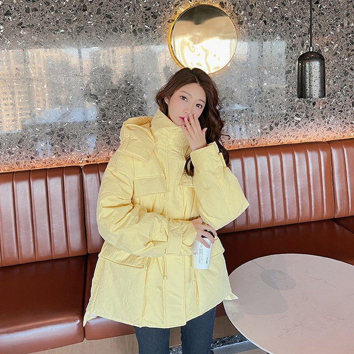 Winter Waist-tight Profile Down Jacket Mid-length Hooded Fashion Thickened White Duck