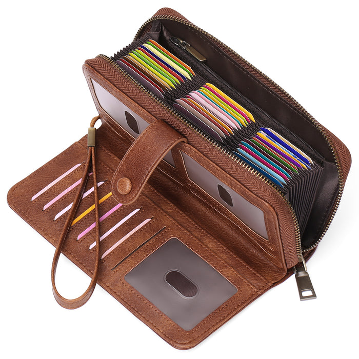 Portefeuille long extensible pour femme avec porte-cartes et sac passeport