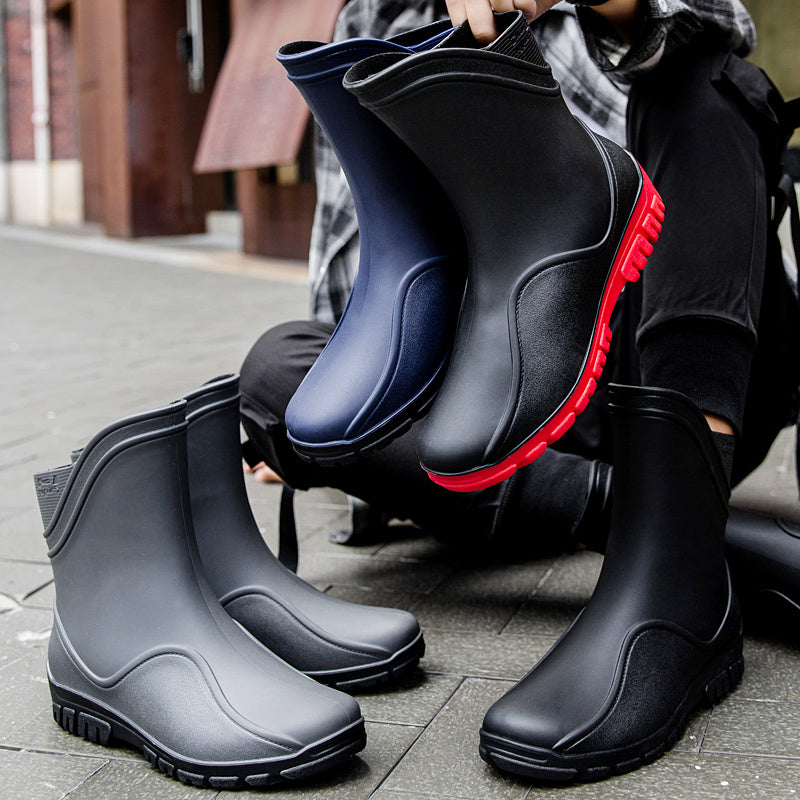 Botas de lluvia impermeables de tubo medio para hombre al aire libre