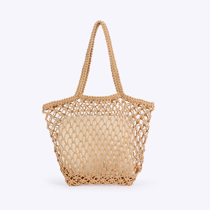 Nouveau sac tissé simple fait main en corde de coton