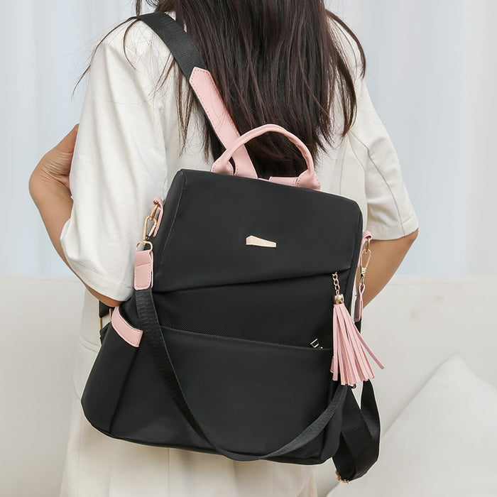 Mochila Oxford con costuras para mujer, antirrobo, con cremallera trasera, para niñas, mochila escolar informal de viaje con doble hombro