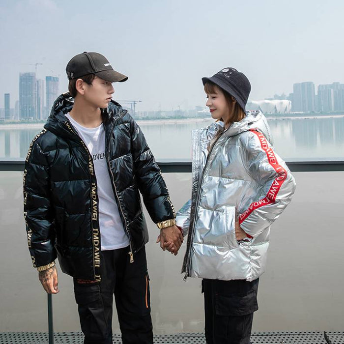 Doudoune brillante pour homme, nouvelle doudoune épaisse et ample à capuche