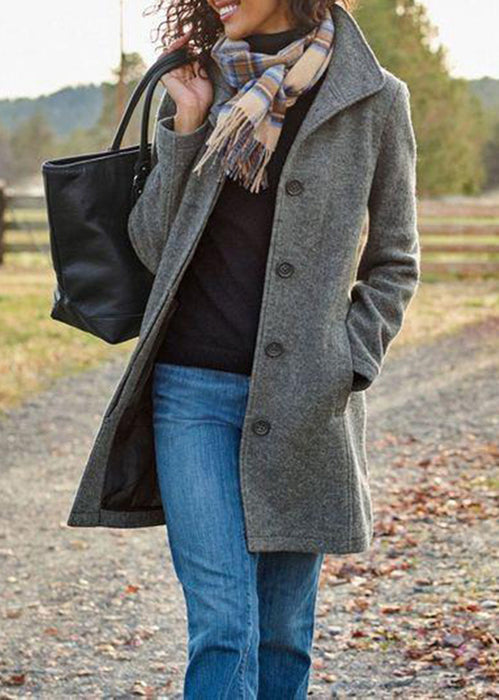 Manteau mi-long en laine unie pour femme, style européen et américain.