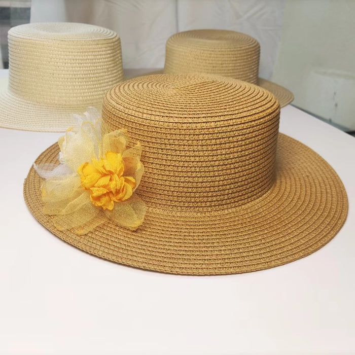 Flat Top Women's Beach Raffia Sun Hat
