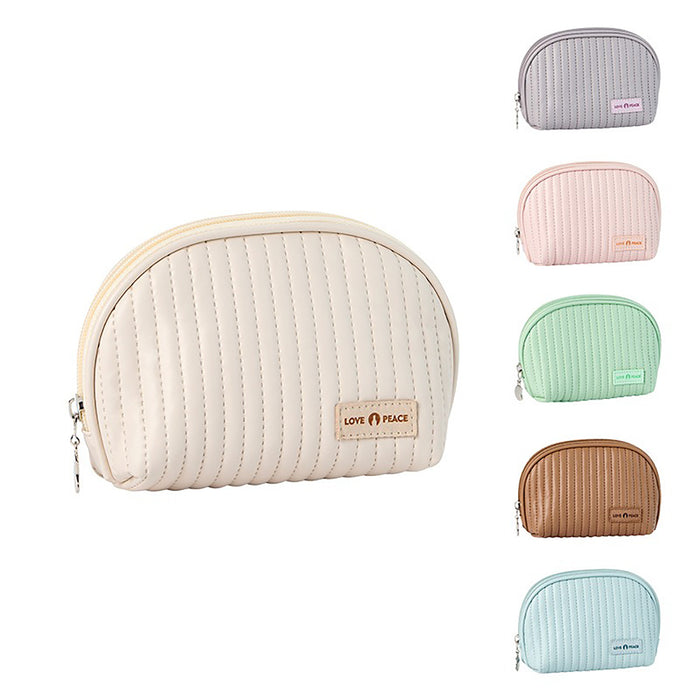 Trousse de toilette ronde, trousse de toilette de voyage mignonne pour femme, sac de toilette imperméable en cuir PU, grande capacité, toucher agréable, trousse de toilette portable