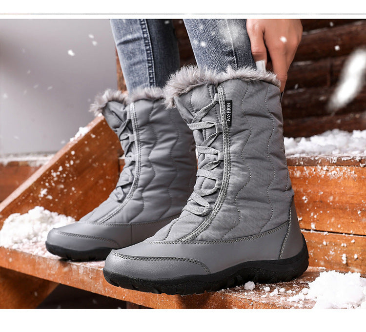 Botas de nieve altas para exteriores, zapatos cálidos de algodón