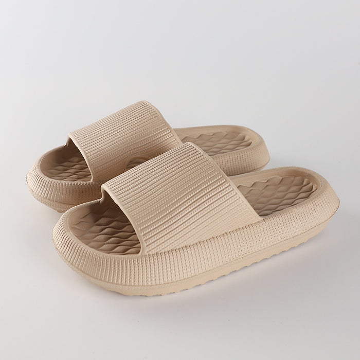 Zapatillas de verano de EVA con rayas de rombos de color liso, antideslizantes, nuevas zapatillas para el hogar para mujer