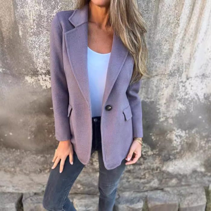 Blazer court à revers boutonné Ins - Veste d'hiver tendance pour femme
