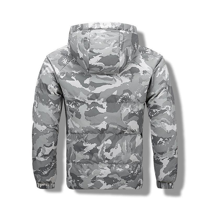 Chaqueta de camuflaje con capucha para hombre, impermeable, gruesa y cálida, acolchada de algodón.