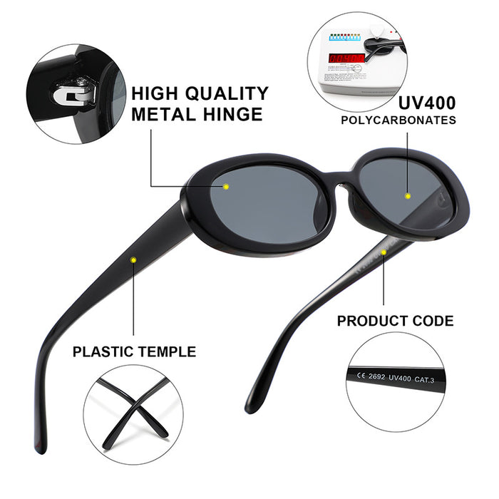 Lunettes de soleil ovales à petite monture, style européen et américain, pour femme.