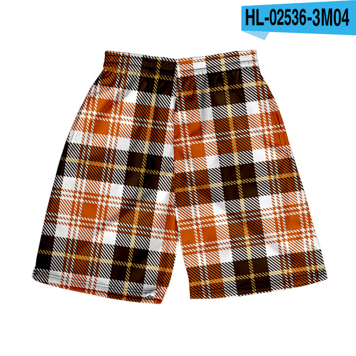 Men's Plaid Shorts Casual Beach Pants