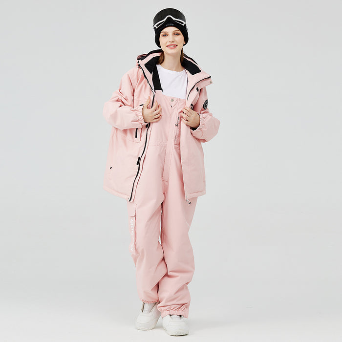 Combinaison de ski double planche en placage pour homme et femme, idéale pour l'hiver en extérieur.