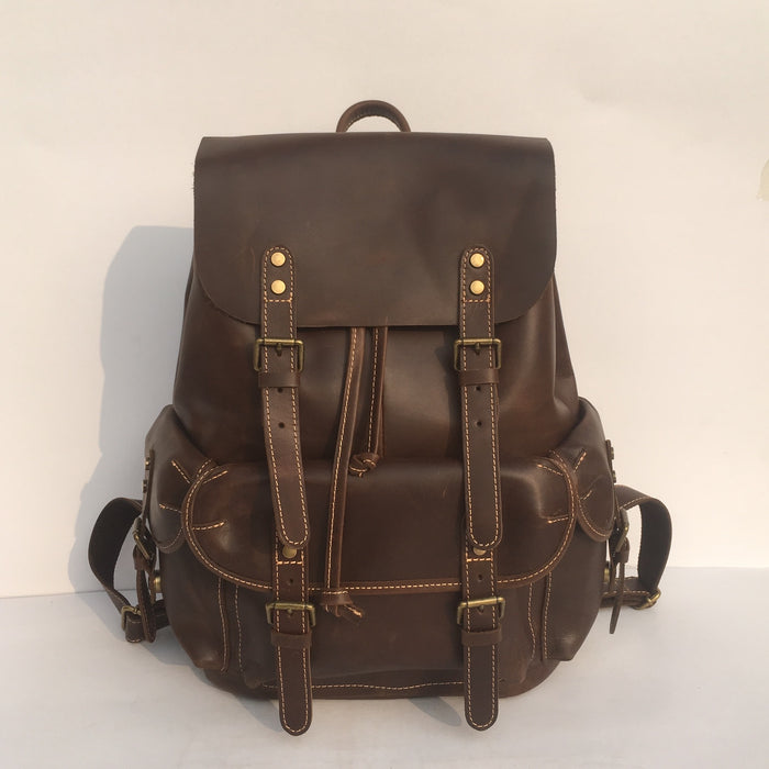 Men's Real-leather Bag Top Layer Leather Backpackage