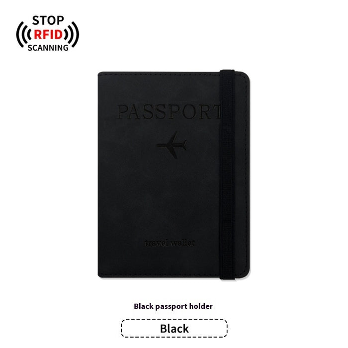 Ensemble porte-passeport en cuir PU anti-magnétique et étiquette à bagages