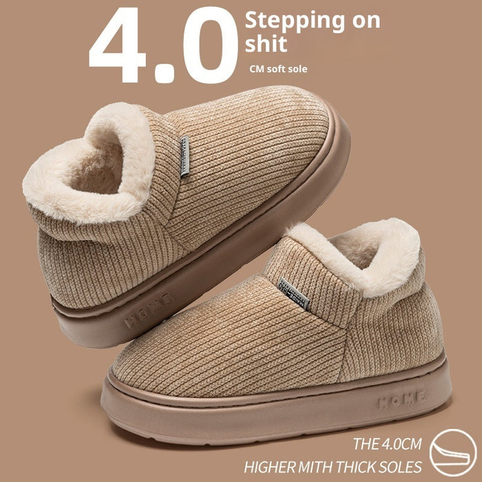 Ankle Wrap Cotton Slippers Women's Indoor Plush Thermal Non-slip Cotton-padded Shoes