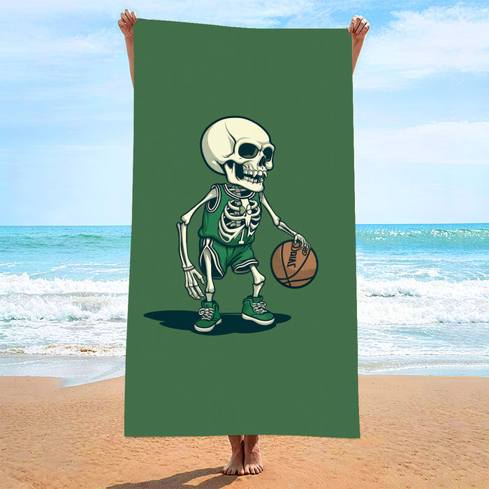 Serviette de plage double face en velours et brocart de polyester, absorbante, à séchage rapide et douce pour la peau.