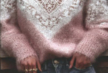 Pull ample à col en V imprimé numérique pour femme, doux et confortable, parfait pour une tenue décontractée