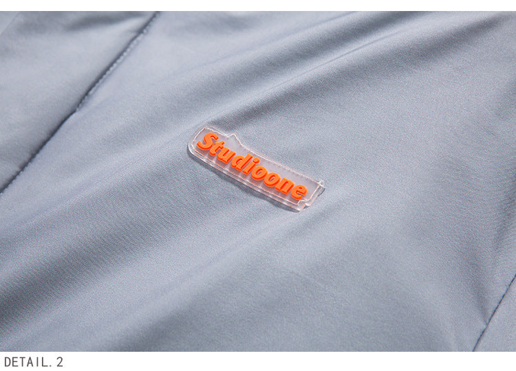 Veste en coton pour homme, imprimé montagne enneigée, grande poche, col montant