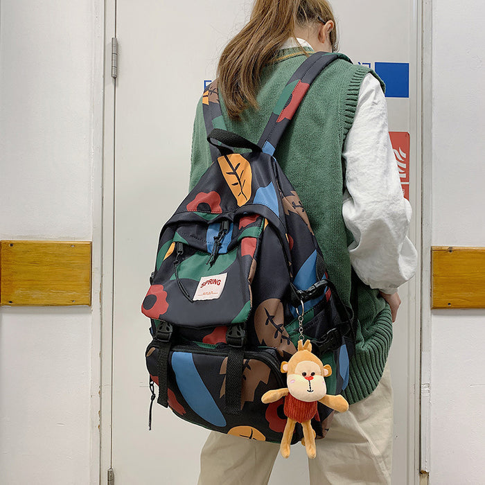 High School And College Student Mori Style Contrast Color Travel Backpack