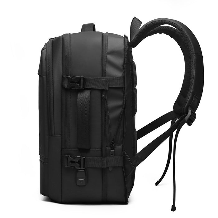 Sac à dos multifonctionnel pour homme, couleur unie, imperméable, grande capacité, idéal pour les voyages.