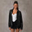High-end Sophisticated Leather Jacket With A Lapel Collar And Zipper-front Cardigan Top