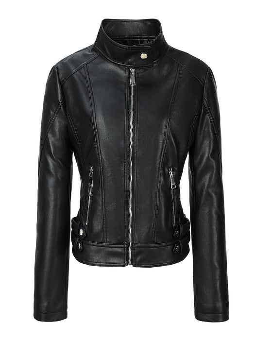 Plus-size Womens Slim-fit Stand-up Collar Jacket