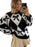 Pull tendance pour femme avec imprimé nœud et manches longues en tricot