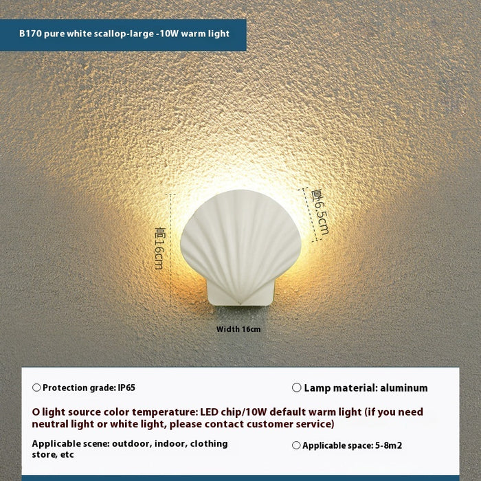 Lampe murale LED extérieure étanche en forme de coquillage, lampe de jardin créative