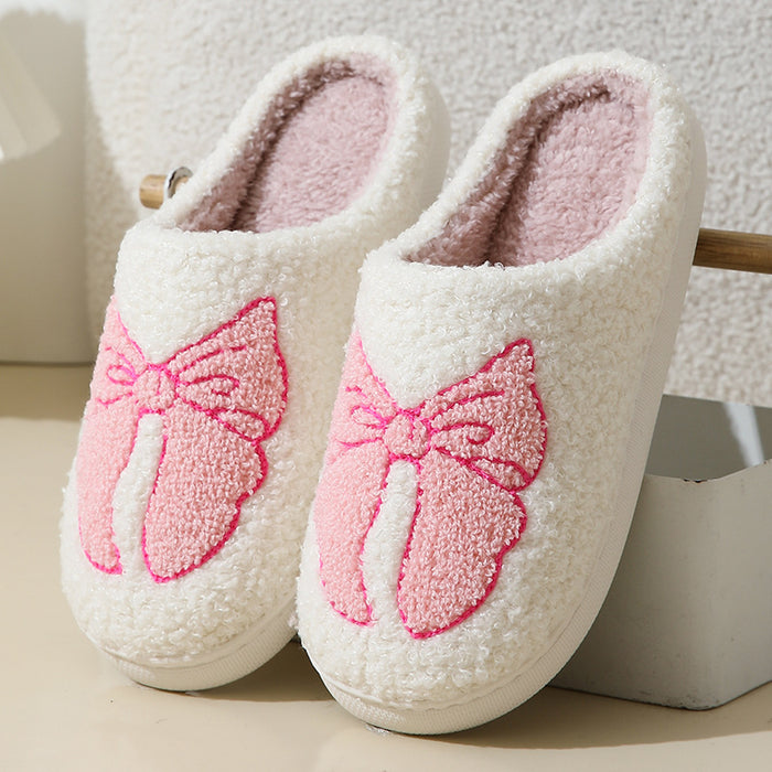 Cute Cartoon Bow Knot Cotton Slippers