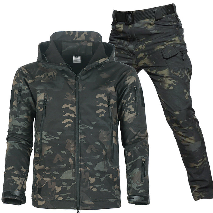 Ruins Russian Camouflage Shark Skin Shell Jacket Suit Fleece-lined Waterproof Tactical Suit
