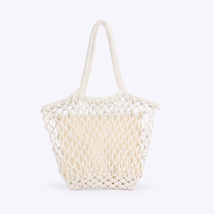 Nouveau sac tissé simple fait main en corde de coton