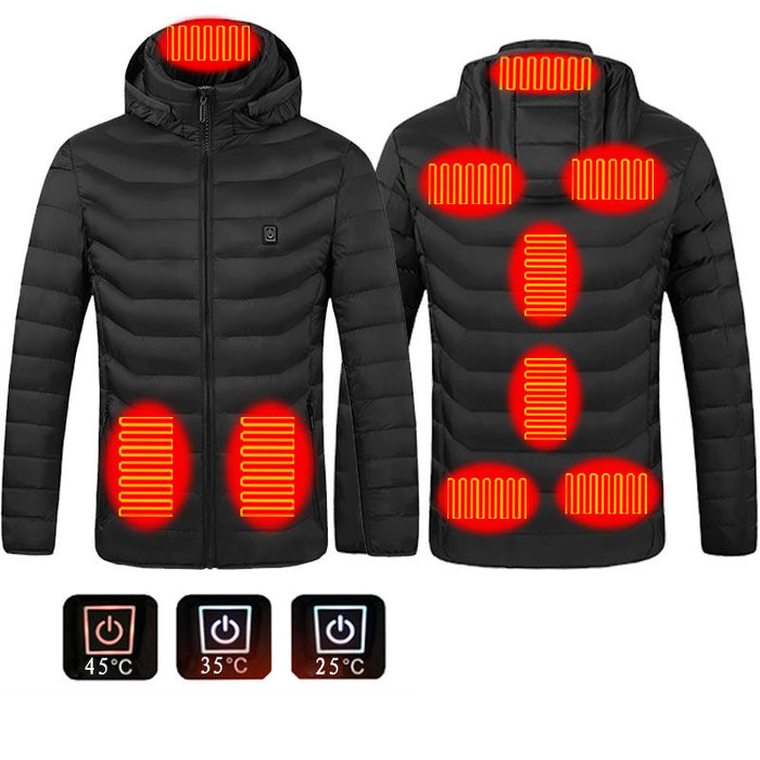 Nueva chaqueta calefactable, abrigo eléctrico USB, abrigo de algodón, ropa térmica, chaleco calefactor, ropa de hombre para invierno
