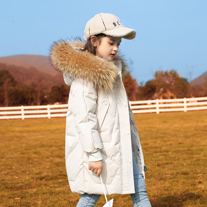 Children's Down Jacket Mid-length Western Style Fashionable Winter Clothes Coat