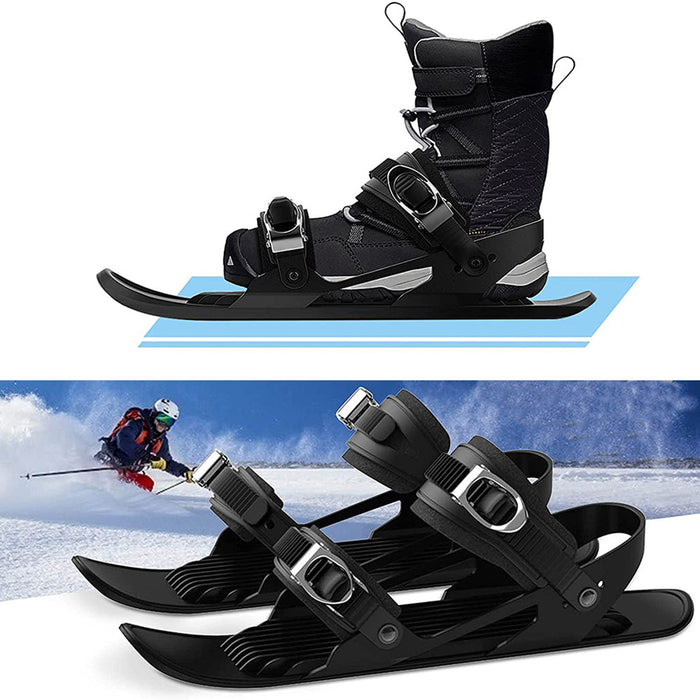 Mini patines de esquí portátiles, patines cortos ajustables para nieve