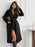 Manteau long en laine à revers et cravate à manches longues de couleur unie simple pour femmes, automne et hiver