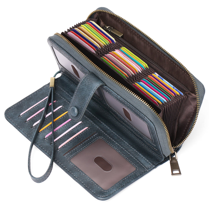 Portefeuille long extensible pour femme avec porte-cartes et sac passeport