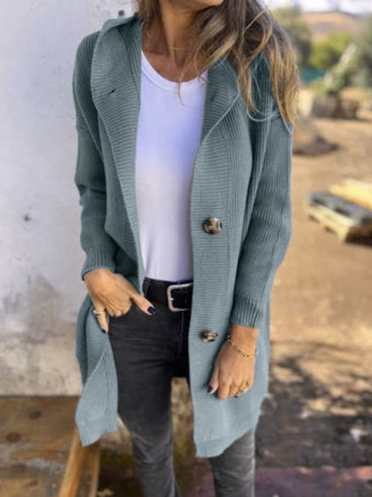 Suéter cárdigan de longitud media para mujer gris claro